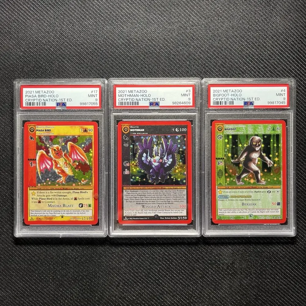 Metazoo Mothman Bigfoot Piasa Bird PSA 9 Lot Mint 1st Edition Full Holo Chase